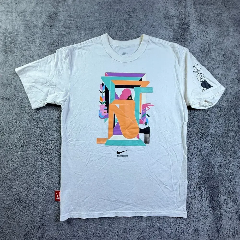 Nike Art Department Shirt Mens S Heavy Knit Cotton Abstract Basketball Tee